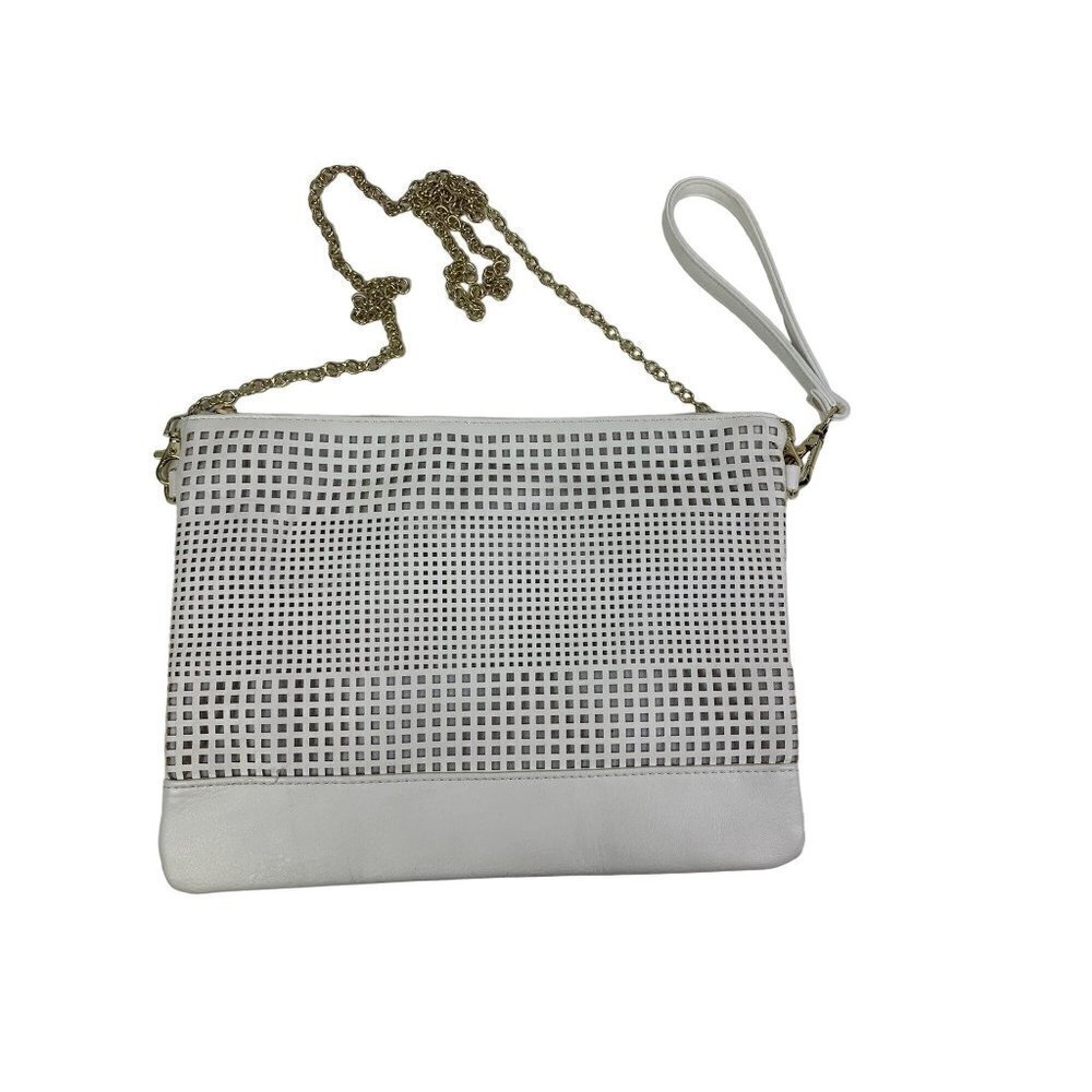 Women’s White Clutch Purse with Gold Change Strap